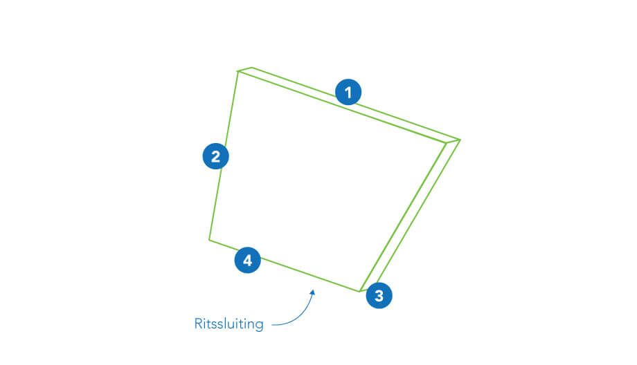 Plof rugkussen - Ongelijke zijde - rits korte zijde